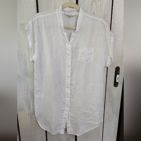 CAbi Tops - CAbi Classic White 100% Linen Button Down Blouse Size Small